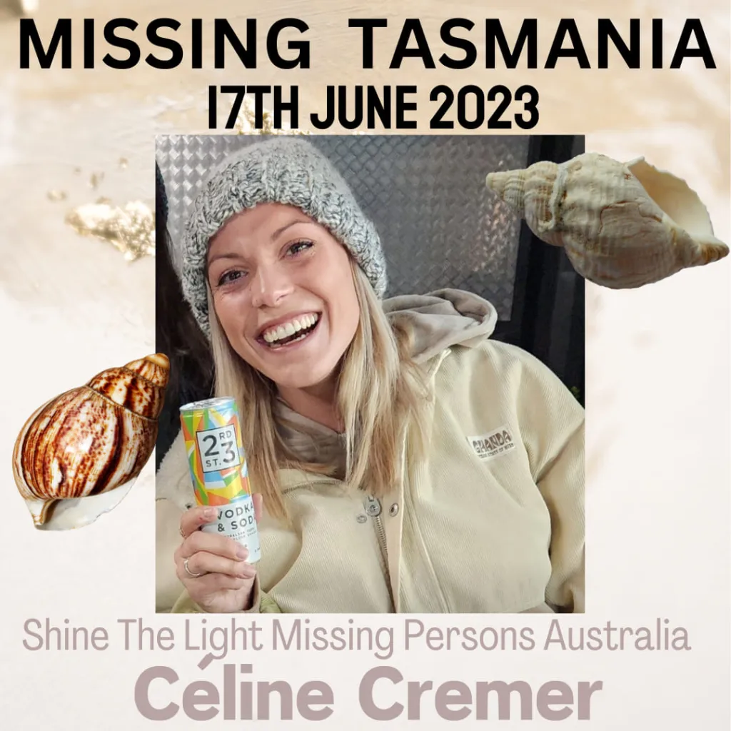 Collage of Celine Cremer and seashells, with text