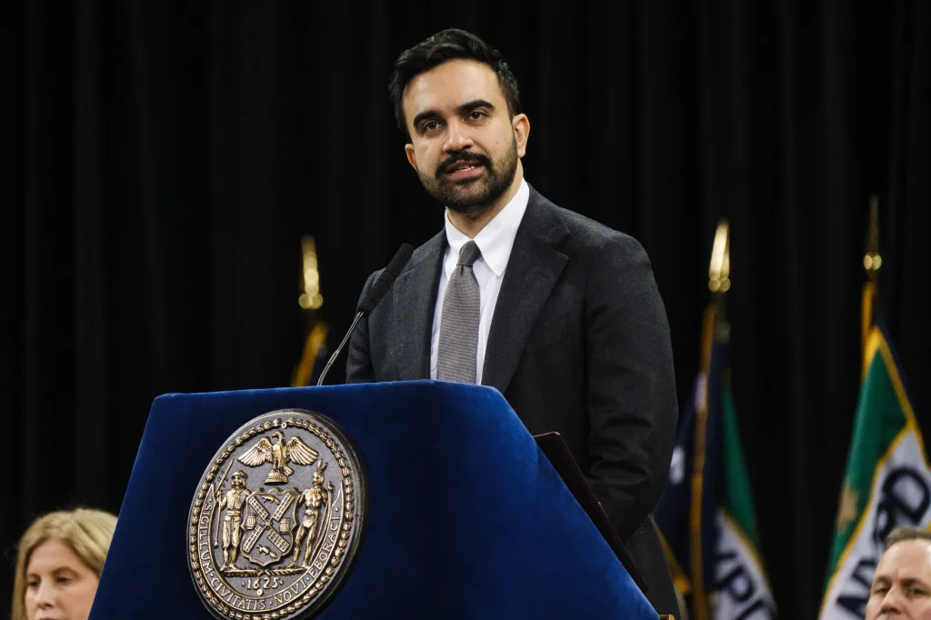 New York City Mayor Zohran Mamdani speaks at an NYPD graduation ceremony.