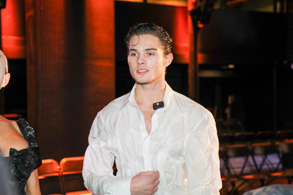 Braden Peters, also known as Clavicular, backstage at Elena Velez's New York Fashion Week show.