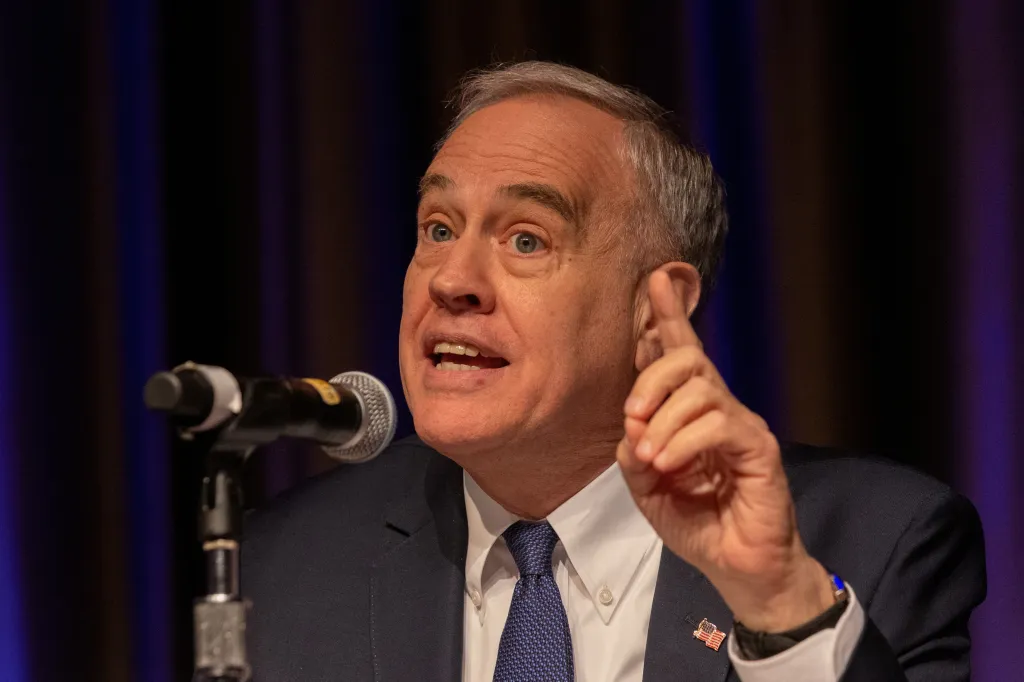 New York State Comptroller Tom DiNapoli speaks during the National Action Network National Convention in New York, U.S., April 12, 2023. REUTERS/Jeenah Moon
