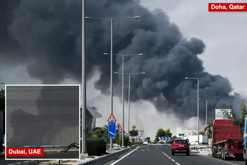 Blasts heard over Dubai and Doha for second day, with Duqm port also targeted
