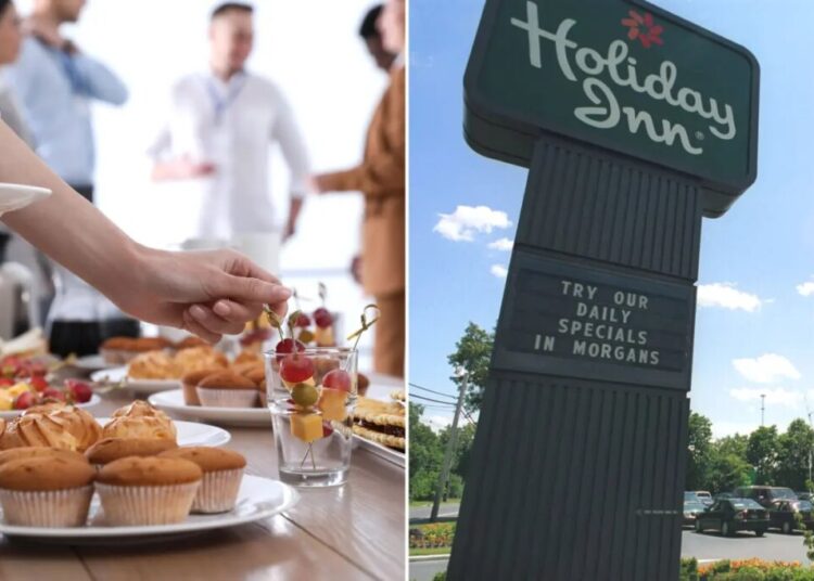 Hotel buffet crashers caught on camera loading up plates, walking out without paying