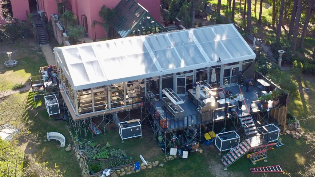 Aerial view of the Noma restaurant pop-up at the Paramour Estate.