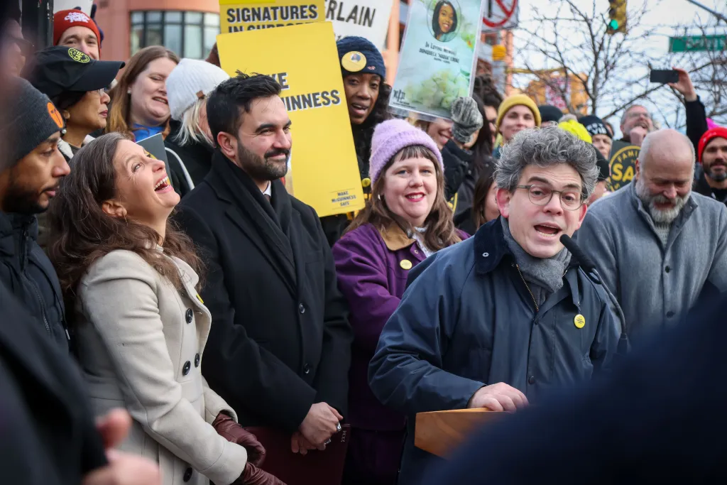 Press conference with NYC Mayor Zohran Mamdani, Emily Gallagher, and Lincoln Restler announcing plans to finish the McGuinness Boulevard redevelopment plan.
