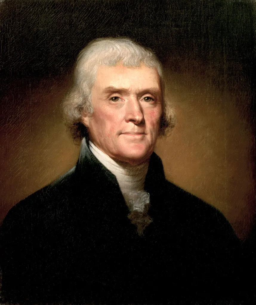 Oil painting of Thomas Jefferson by Rembrandt Peale.