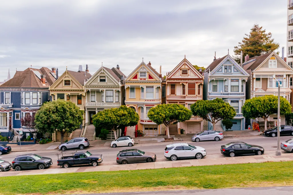 The Painted Ladies houses at Alamo Square, San Francisco, California.