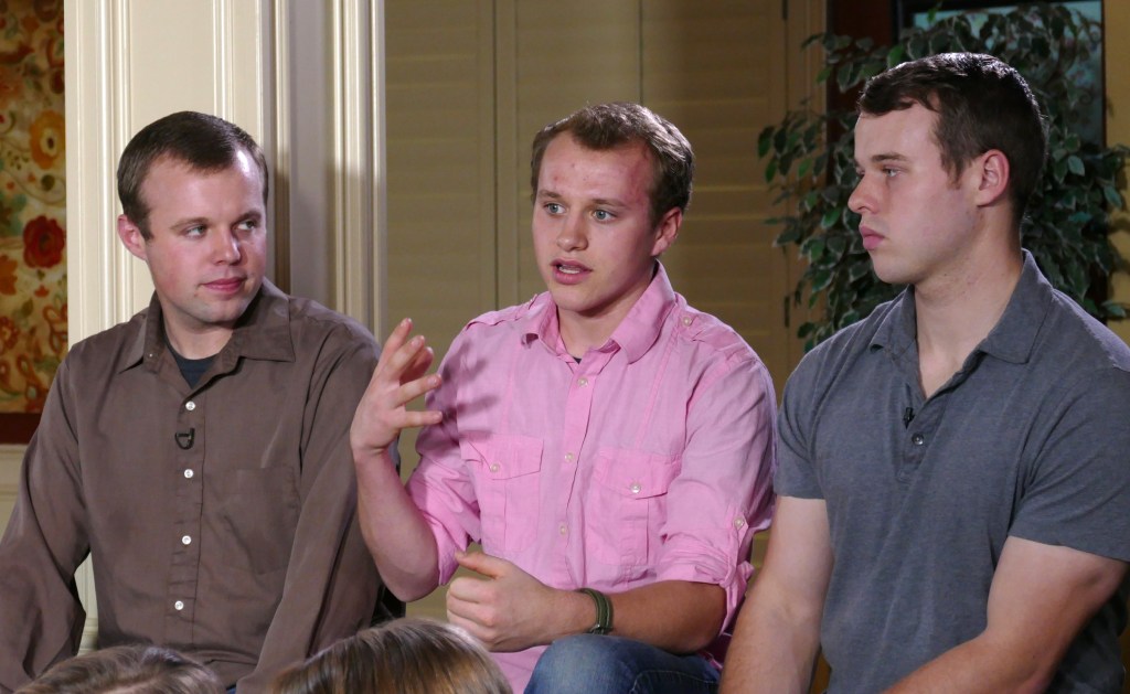 John David, Josiah, and Joseph Duggar sitting for an interview.