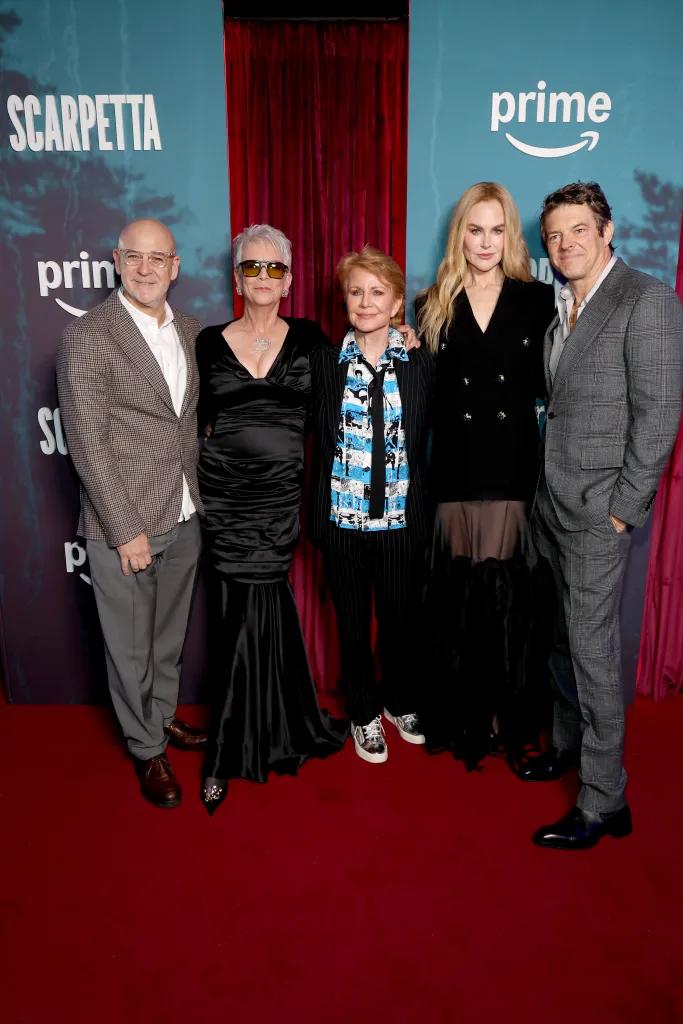 Peter Friedlander, Jamie Lee Curtis, Patricia Cornwell, Nicole Kidman, and Jason Blum posing at the 