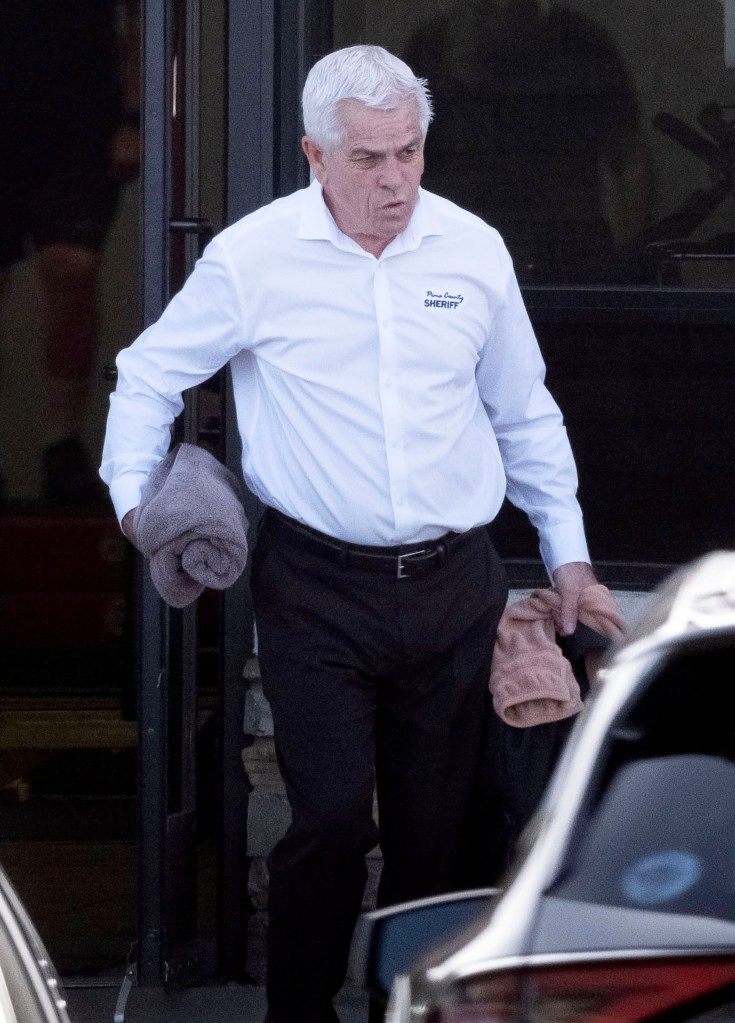 Pima County Sheriff Chris Nanos leaves the gym on Monday 16th March.