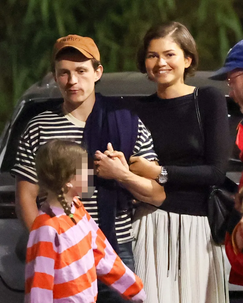Zendaya and Tom Holland are seen stepping out for dinner with friends in Los Angeles