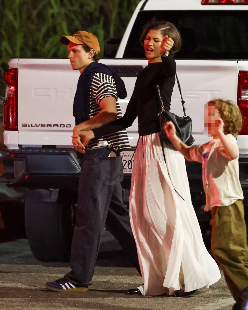Zendaya and Tom Holland are seen stepping out for dinner with friends in Los Angeles, California