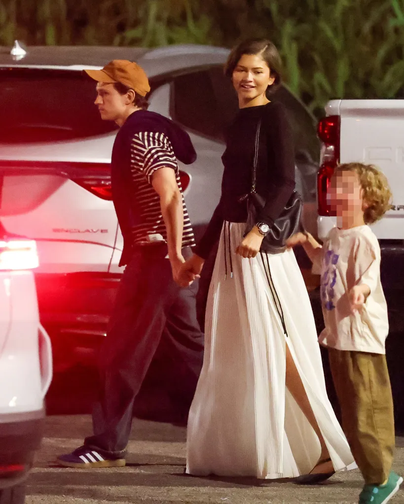 Zendaya and Tom Holland are seen stepping out for dinner with friends in Los Angeles, California