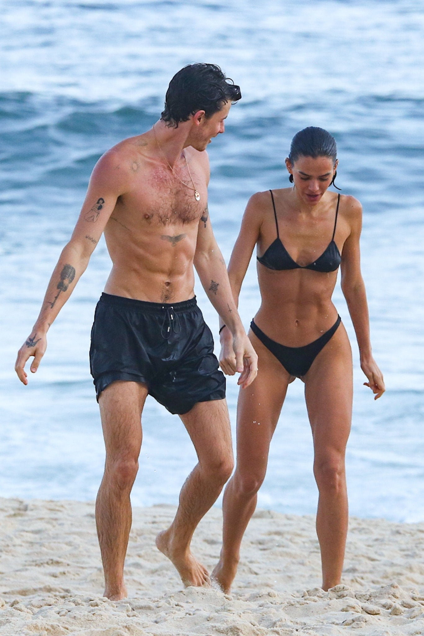 The singer and actress also took a dip in the water.