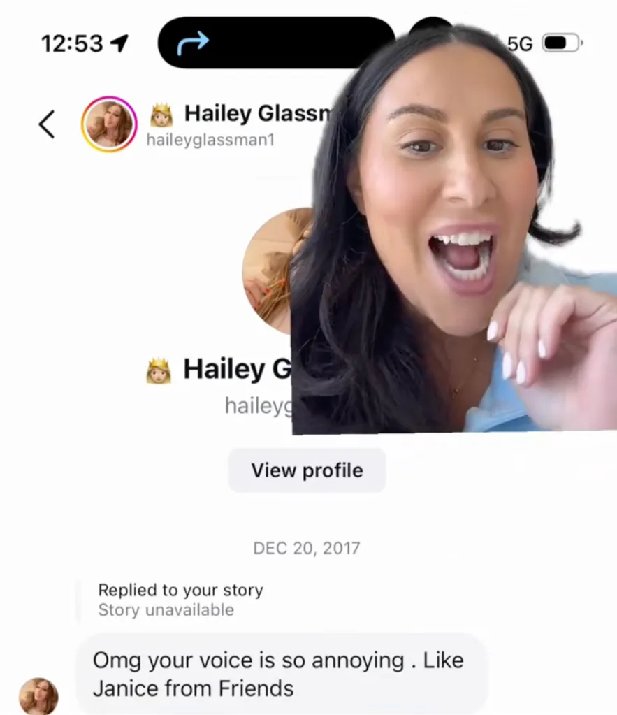 A screenshot of a DM from Hailey Glassman, which reads, 