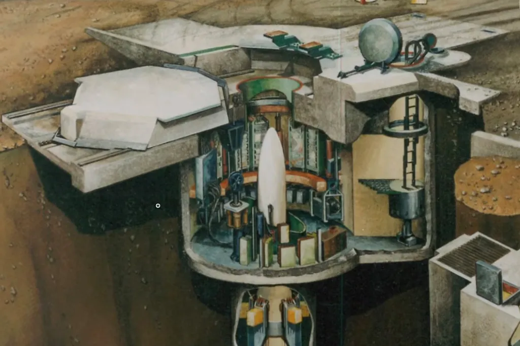 An illustration of an intercontinental ballistic missile silo.