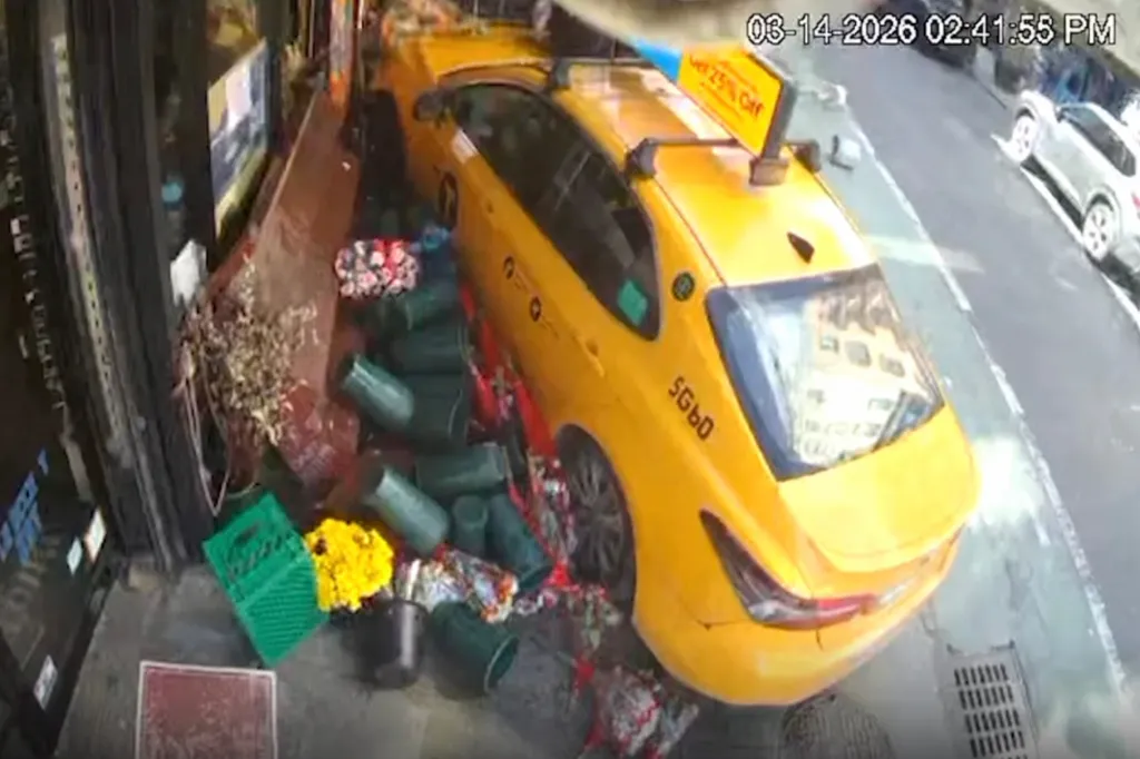 The impact blasted one woman down the basement stairs outside the corner shop, while the other was left lying on the pavement.