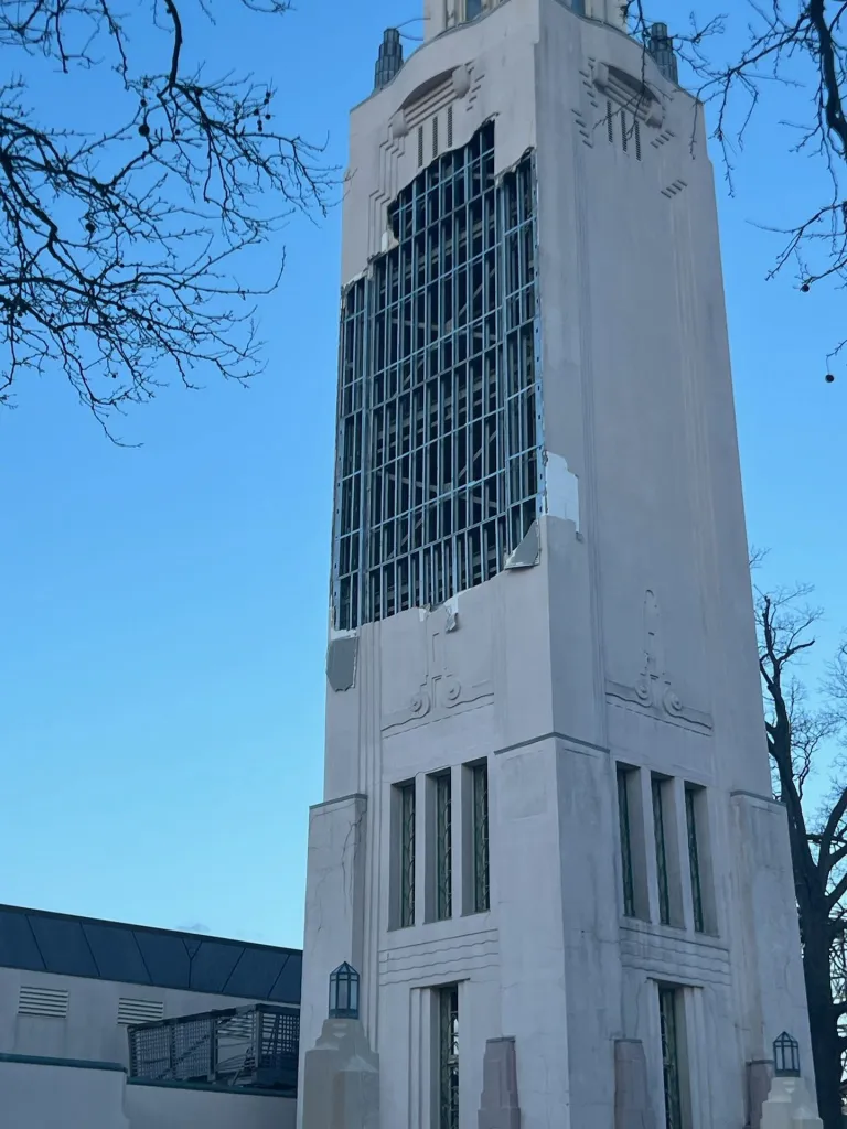 The music tower at Playland suffered damage overnight into Tuesday.