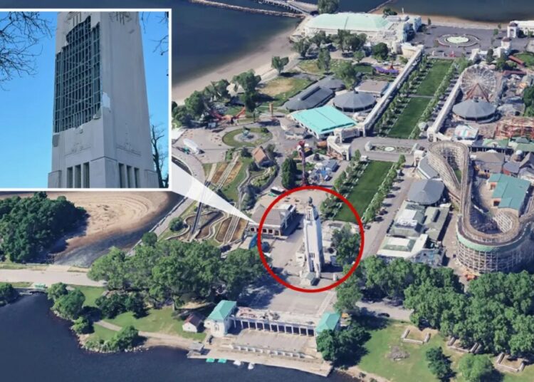 Storm tears open historic Rye Playland music tower as steel innards left exposed