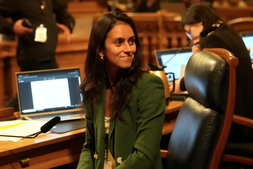 San Francisco Supervisor Jackie Fielder at a board of supervisors meeting.