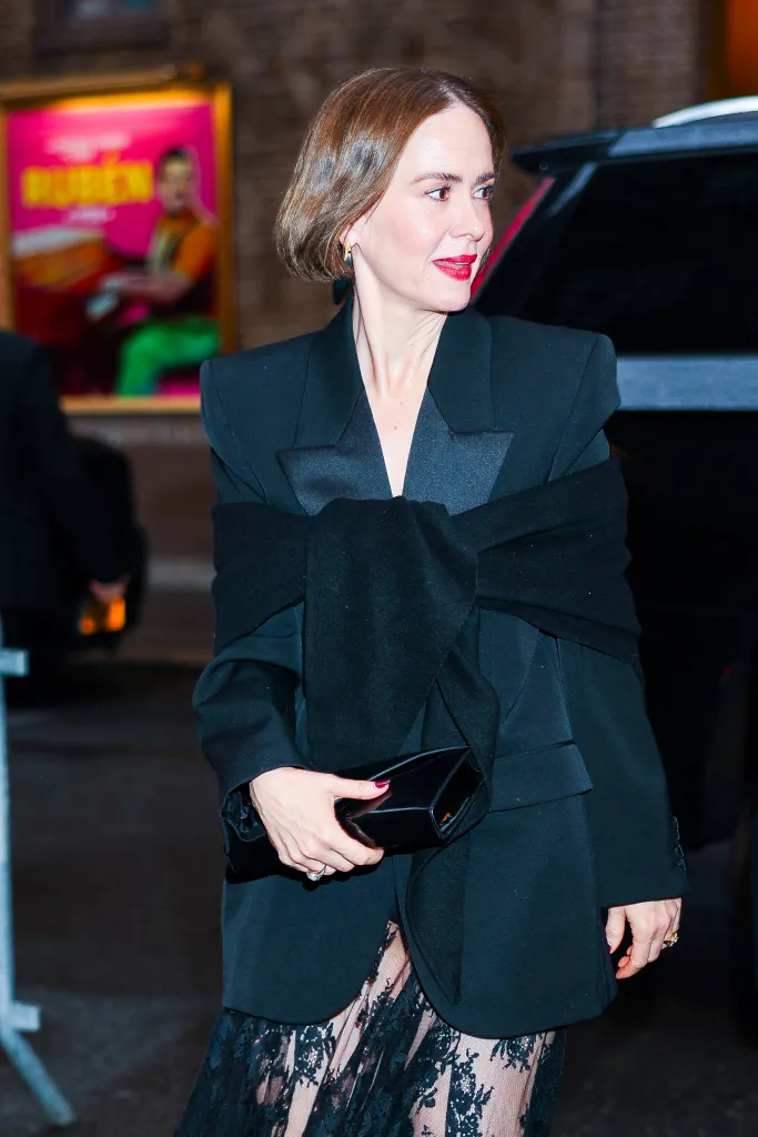 Sarah Paulson attends 'Giant' Broadway play opening.