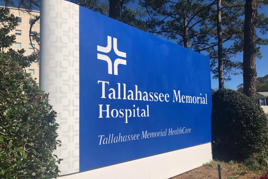 A Tallahassee Memorial Hospital sign.
