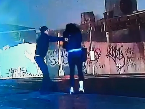 Surveillance video showing an unidentified man allegedly stabbing Lisette Ramales.