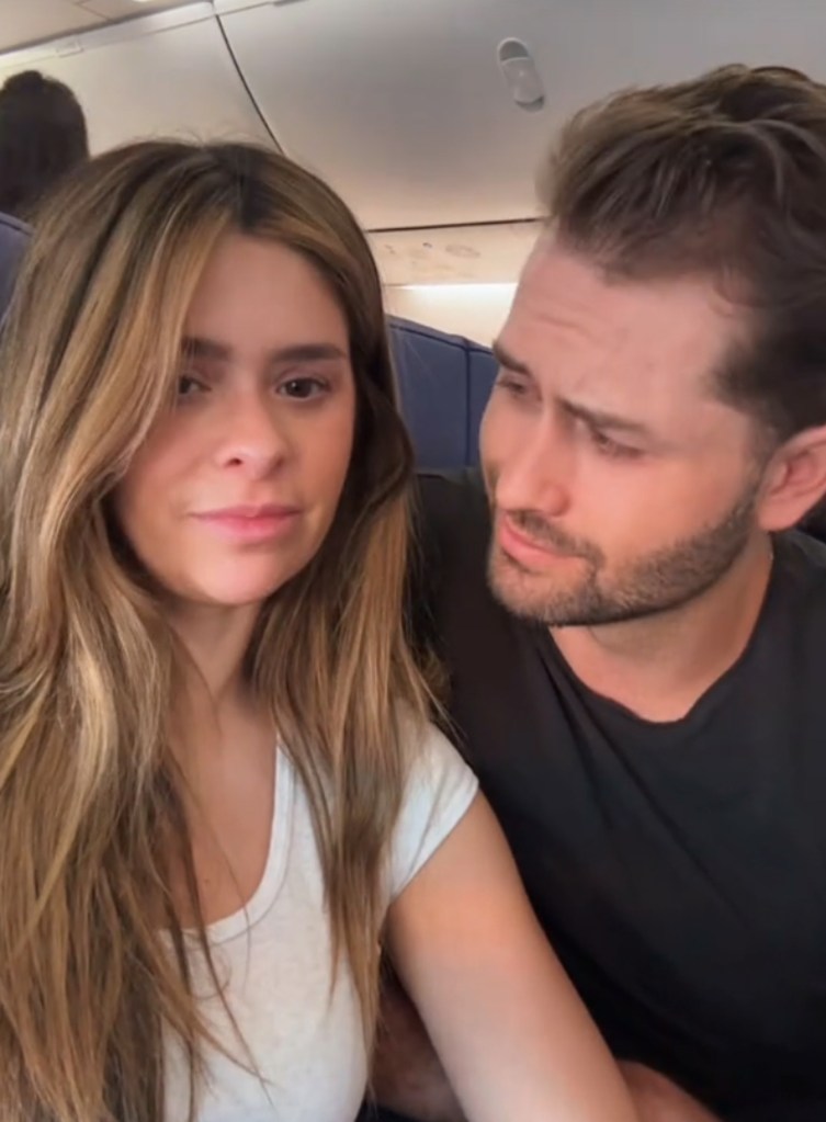 Taylor Frankie Paul and Dakota Mortensen inside an airplane.