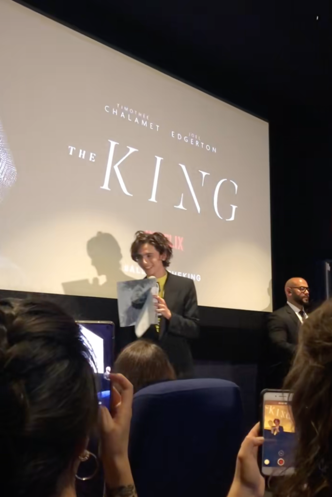 Timothée Chalamet speaking at an event for 