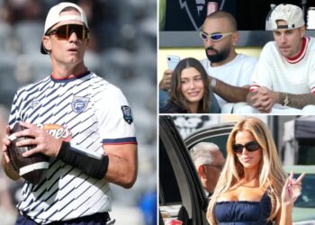 Justin Bieber, MGK, Brooks Nader and more spotted at Tom Brady’s Fanatics Flag Football Classic in LA