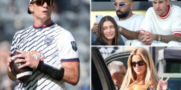 Justin Bieber, MGK, Brooks Nader and more spotted at Tom Brady’s Fanatics Flag Football Classic in LA