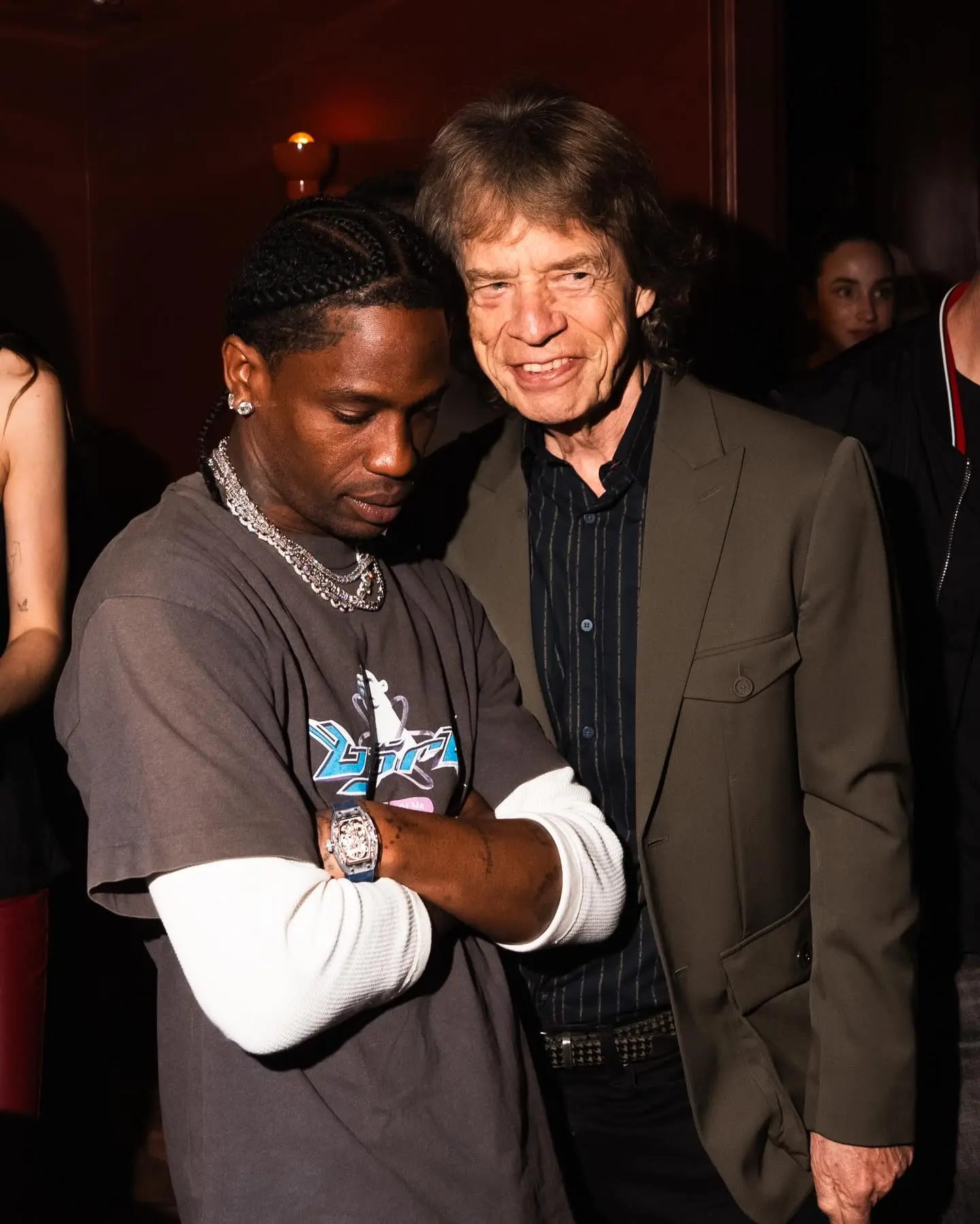 Mick Jagger and Travis Scott posed for photographers.