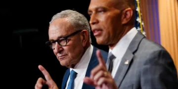 Schumer and Jeffries told to step down over failure to fight ‘war-crazed’ Trump