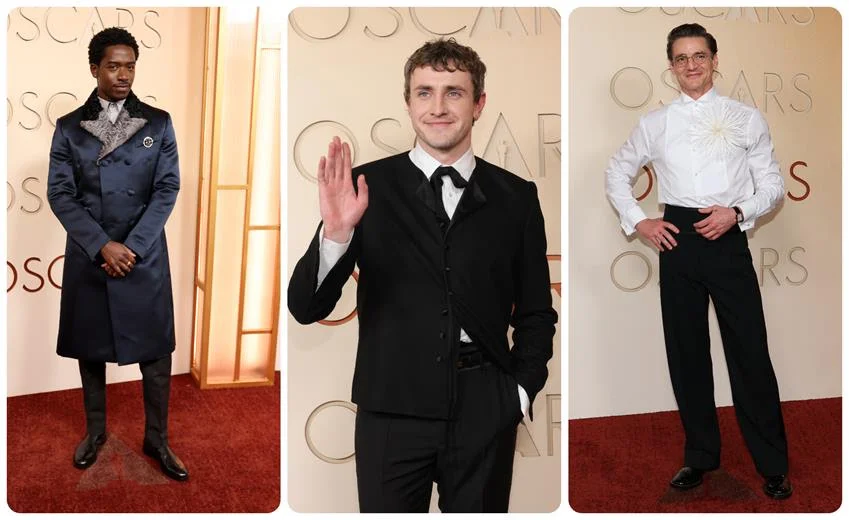 Damson Idris in Prada, Paul Mescal in Celine and Pedro Pascal in Chanel. Source: Getty