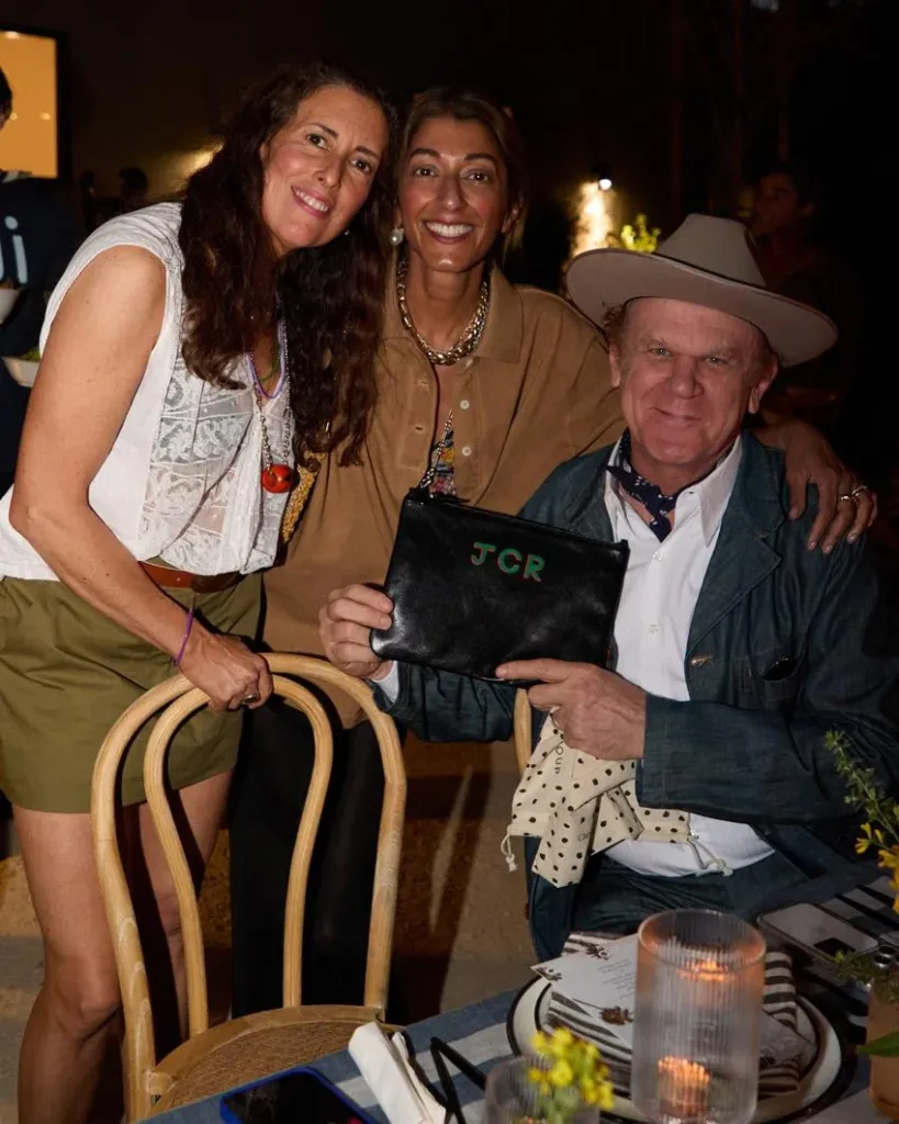 Clare Vivier, Ramya Giangola and John C Reilly at the Clare V. and Bloomingdale’s dinner celebrating the California Love campaign on March 19, 2026 in Los Angeles. Source: Carey Coleman/Clare V.