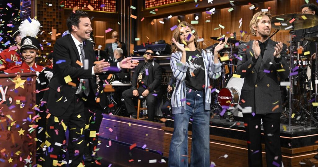 Ryan Gosling lures partner Eva Mendes onto ‘The Tonight Show’ for a public 52nd birthday surprise
