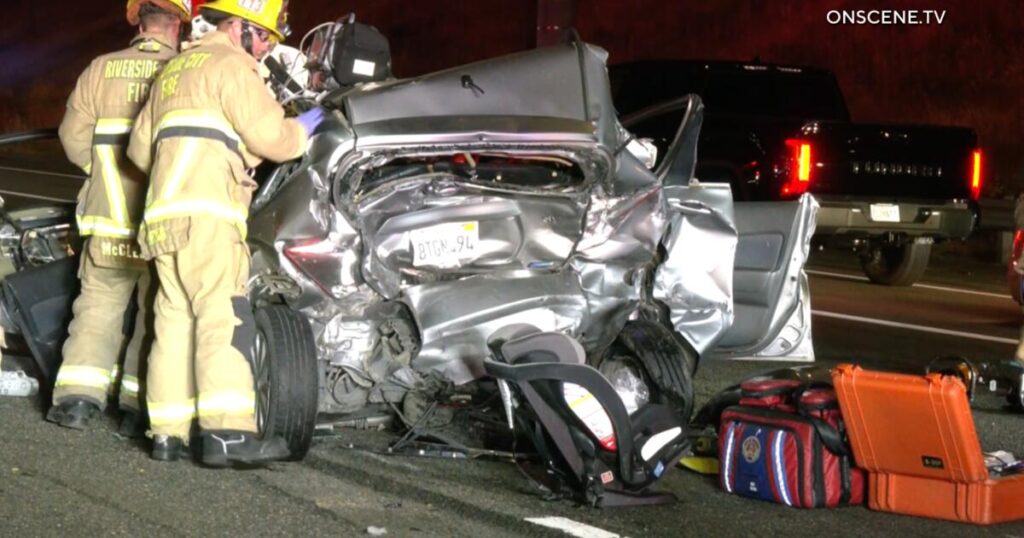 Rollover crash with vehicle carrying infants leaves 1 person dead in Riverside