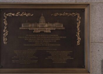 Jan. 6 plaque honoring police officers is installed at the Capitol after a 3-year delay