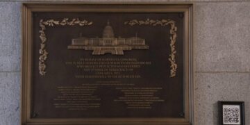 Jan. 6 plaque honoring police officers is installed at the Capitol after a 3-year delay