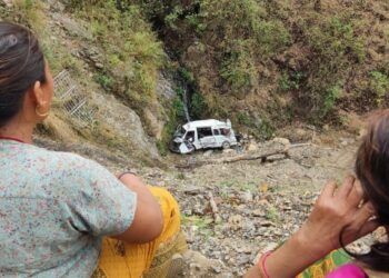 A bus carrying Indian pilgrims plunges off a mountain road in Nepal, killing 7
