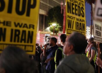 ‘Stop the war’: Los Angeles protesters decry U.S.-Israeli attacks on Iran