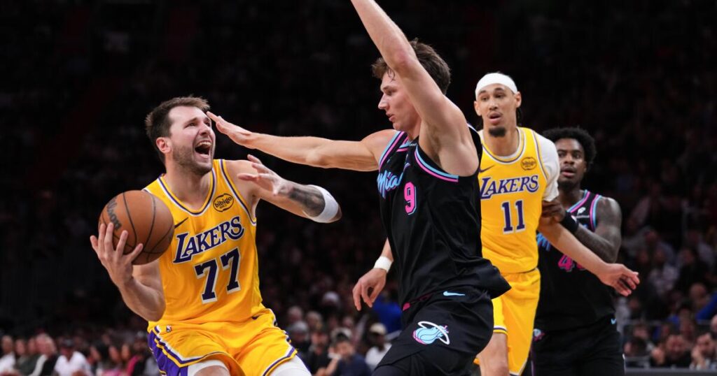 Luka Doncic scores 60 points as Lakers torch Heat for eighth consecutive win