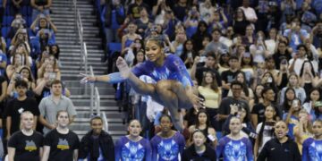 UCLA star Jordan Chiles helps Bruins win her final home meet, knocking out rival Utah