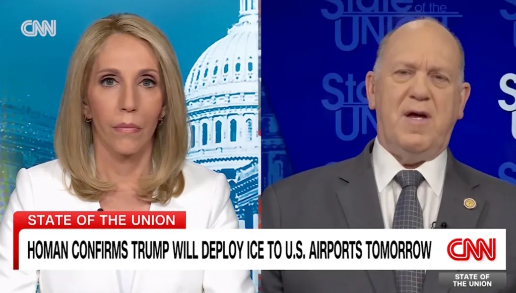 CNN anchors Dana Bash and Tom Homan discussing the deployment of ICE to U.S. airports.