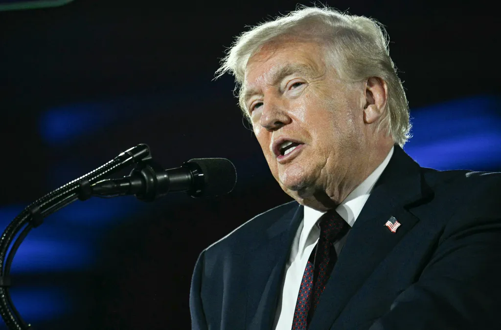 President Donald Trump speaking at the National Republican Congressional Committee's annual President's Dinner.