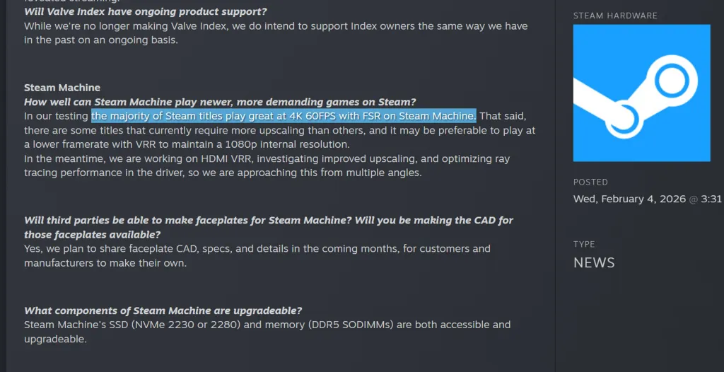 Valve Steam Machine Pefromance