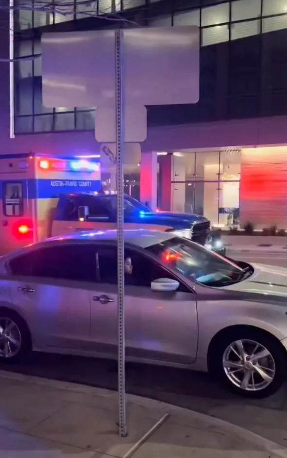 A self-driving Waymo car blocking emergency vehicles during an Austin shooting.