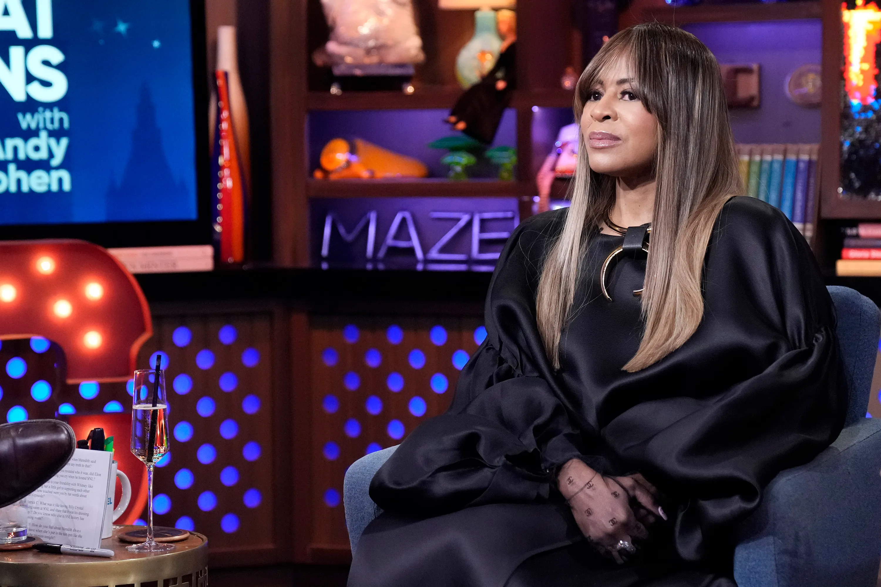 Mary Cosby (pictured here on Season 22 of WWHL) was questioned by the police about her late son, Robert Cosby Jr.'s alleged domestic violence.