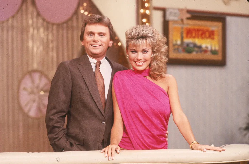 Pat Sajak and Vanna White on the set of Wheel of Fortune.