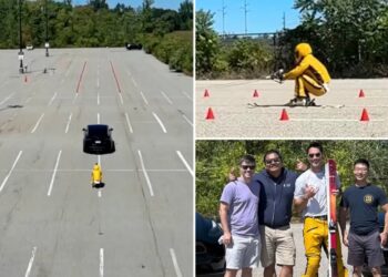 Former US Air Force pilot breaks world record by whizzing on skis at nearly 70 mph across asphalt