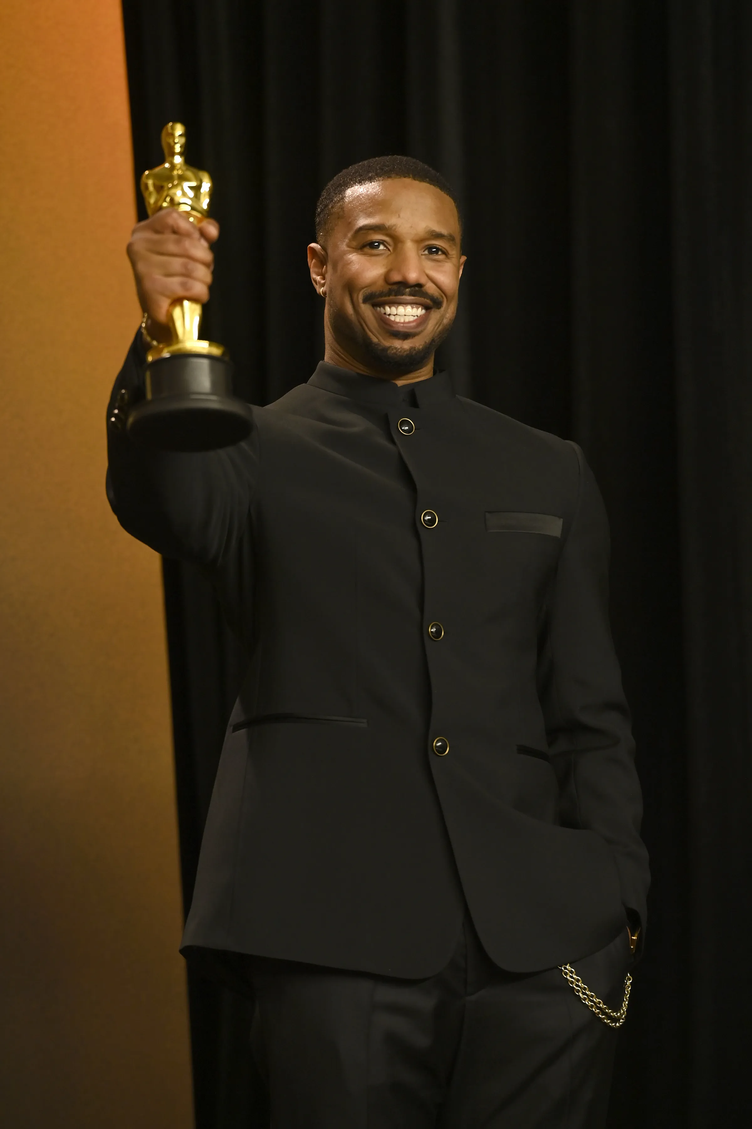 Michael B. Jordan with his Oscar for